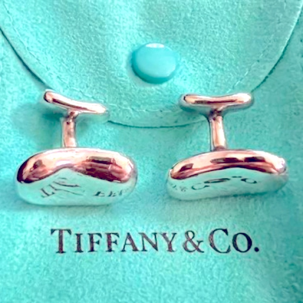 Authentic Tiffany & Co. Elsa Peretti® Bean Design 925 Sterling Silver Cufflinks